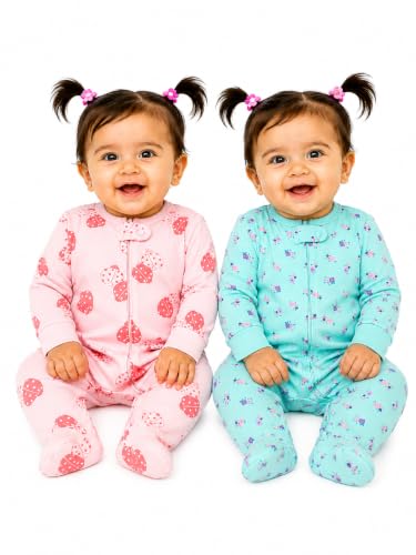 Image of TuddyBuddy Baby Girl's Cotton Printed Full Sleeves Sleepsuit /Footed Rompers for Baby Girl