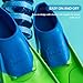 Sporti Adult-Kids Short Swim Fins, Floating Fin for Swimming & Snorkeling, Swim Flippers for Training - Greyblue - M 7-8 / W 8-9