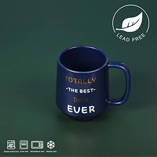 Father's Day- Totally The Best Dad Ever- Large Ceramic Coffee Mug Tea Cup, Perfect Gifting Or Collecting For Father, 16 Oz, Navy #TOP4