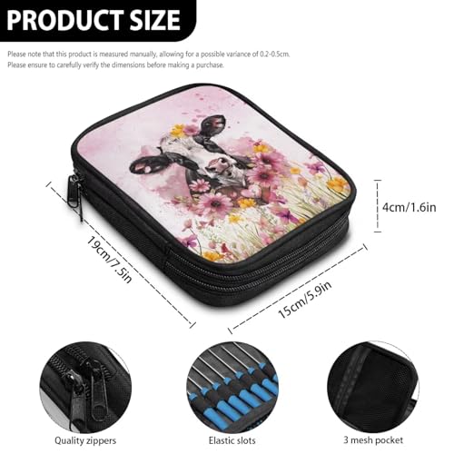 Image of Cow Crochet Hook Case Lightweight Flower Crochet Organizers and Storage Soft for Travel Outdoors Home Easy to Carry