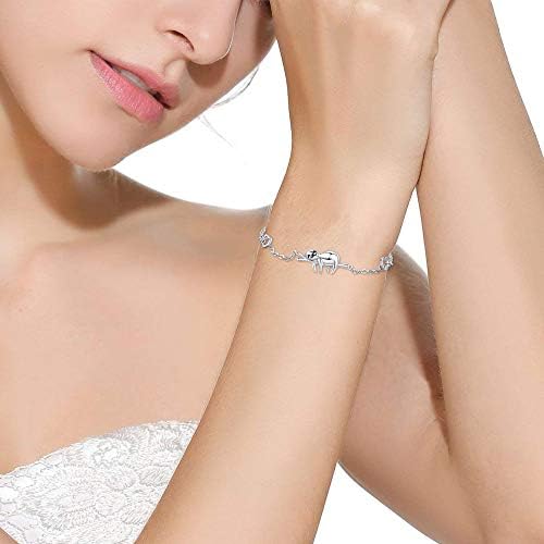 Sloth Gifts for Women 925 Sterling Silver Smile Sloth Women Bracelet Plated Funny Unique Novelty Cute Animal Bracelet for Women Girls Daughter Teens