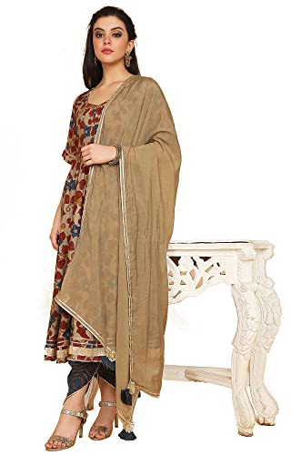 Image of Anyra Women's Muslin Floral Regular Kurta Bottom with Dupatta
