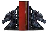Ebros Purple Beauty Nimrod The Legendary Dragon Head Bookends Set of Two Statue 7.5