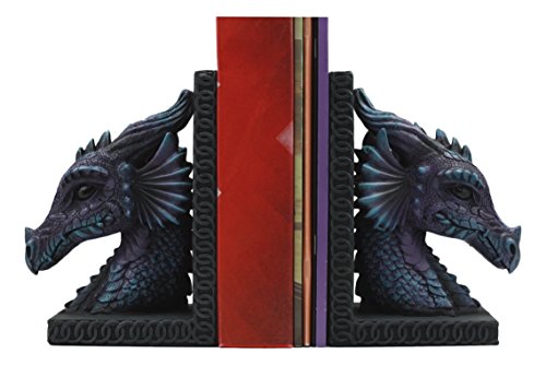 Ebros Purple Beauty Nimrod The Legendary Dragon Head Bookends Set of Two Statue 7.5