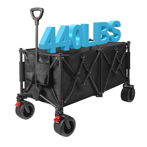 Didumoine Carro de playa con ruedas grandes para arena, carros plegables con capacidad de transporte de 260 l, peso de carga de 440 libras para playa, jardín y camping