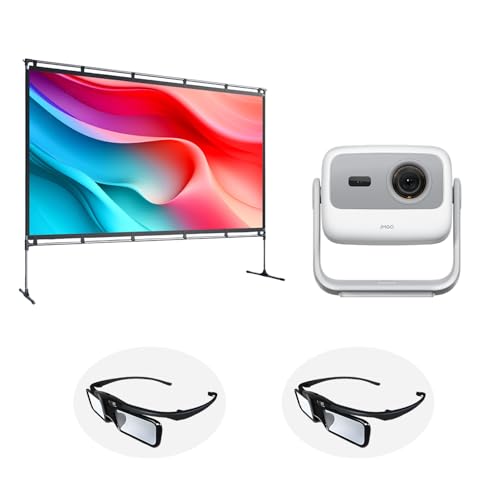 Image of JMGO N1S 4K Smart Portable Projector, Triple Laser, 1100 ISO Lumens, Gimbal Instant Auto Focus, Google TV, Netflix, 110% BT.2020, HDR10, 10W Dolby Audio, Blu-ray 3D, 200" for Home, Outdoor, Gaming