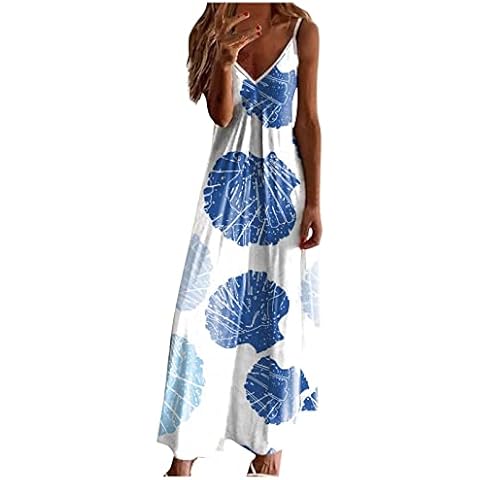 Lounge Dress Women Basic Long Maxi Dress Floral V Neck Sleeveless Casual Summer Tank Top Spaghetti Strap Slip Dress Sundresses Maternity Beach Dress Sexy Outfits Cover