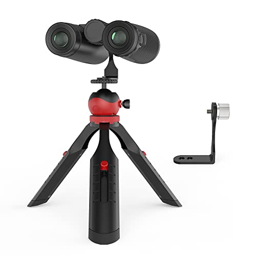 Universal Mini-Stativ mit L-Bracket, Tragbares und Leichtes Fernglas Stativ, Kamerastativ mit 5 Einstellbare Höhen, 1/4-Zoll-Schraube, rutschfeste Unterseite, Tripod Funktioniert mit Mobiltelefon Cover