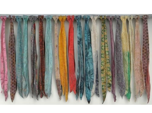 RAJBHOOMI HANDICRAFTS Vintage Indian Silk Sari Sashes Neck Wrap Recycle Saree Belly Scarf Lot 10 Pieces - Perfect for Boho Chic Fashion & DIY Crafting Inspiration4