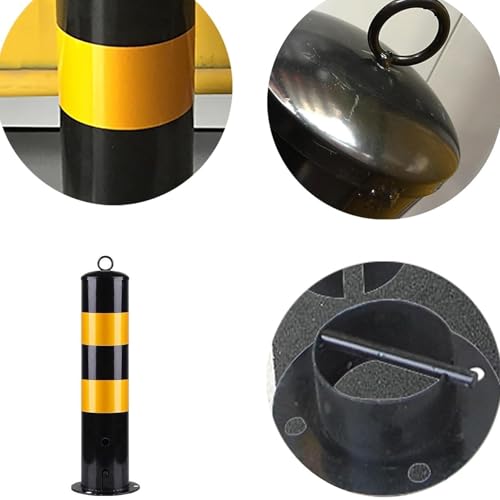 Bornes de sécurité en acier jaune : lot de 4 poteaux fixes pour parking - 6