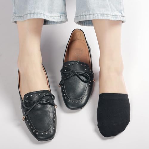 4-Pack No-Show Toe Socks for Women, Seamless Grip Non-Slip Liner Socks for Mules and Casual Wear4
