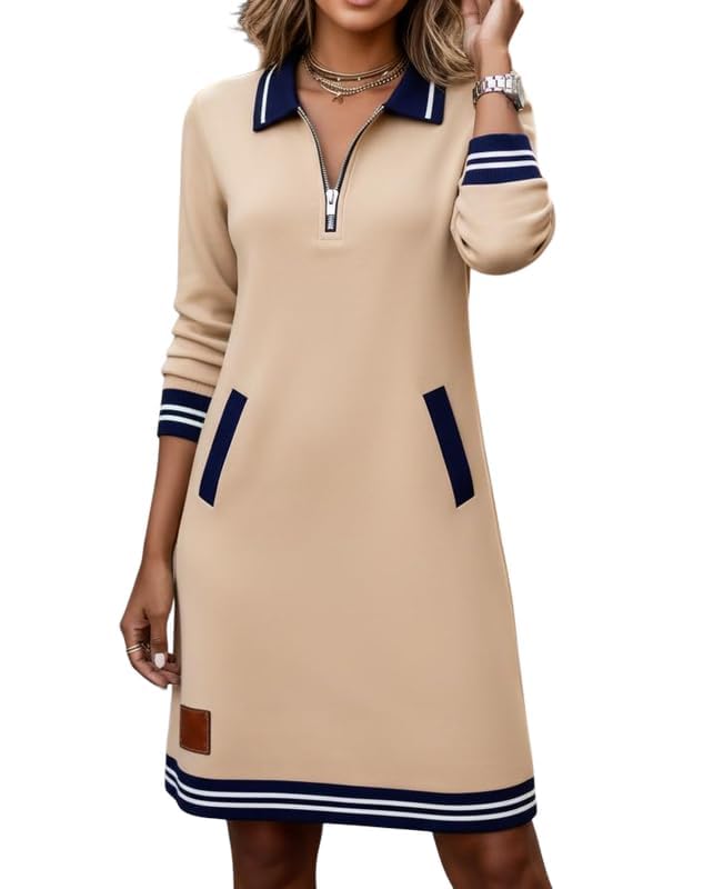 Robe sweat-shirt pour femme : fini le froid grâce aux poches et demi-zip