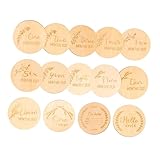 POPETPOP 14 piezas Tarjetas de Madera para Bebés con Grabado de Ramas Tarjetas Mensuales Unisex para Recién Nacidos Decoración para Fotos y Regalos de