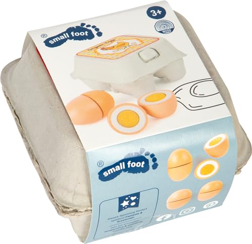 Foto von Small Foot Holz-Eier mit Klettverbindung und in originalgetreuer Eierpappe, 3 Jahre to 99 Jahre, ideales Zubehör zum Kaufmannsladen, 10591