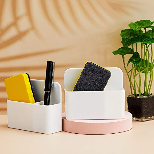 4 Pieces Magnetic Dry Erase Marker Holder And Magnetic Whiteboard Eraser Magnet Pencil Cup Storage Case For Whiteboard Refrigerator And Locker, School Office Home Supplies #TOP6