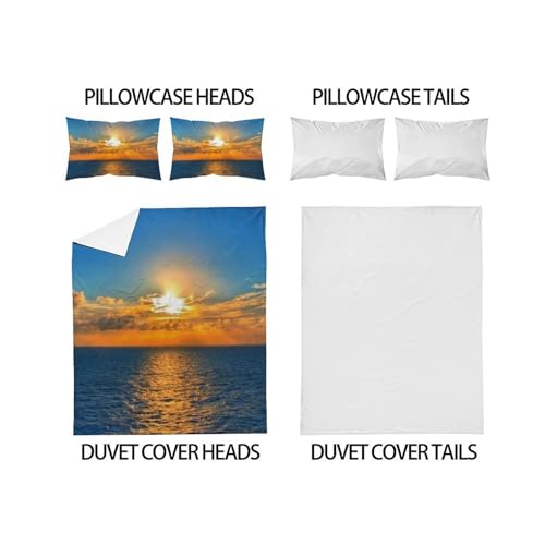 Housse de couette coucher de soleil mer en microfibre 3D double 200x200 - 4