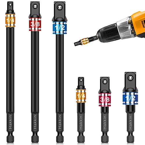 Impact Socket Adapter Set Hakkin 6Pcs Impact Driver Socket Adapter 3" 6" Extension Bit 1/2" 3/8" 1/4" Drive Power Drill Socket Converter for Drill, Impact Torque Wrench DIY Tools Kit Gifts for Men 1 Impact Socket Adapter Set Hakkin 6Pcs Impact Driver Socket Adapter 3" 6" Extension Bit 1/2" 3/8" 1/4" Drive Power Drill Socket Converter for Drill, Impact Torque Wrench DIY Tools Kit Gifts for Men