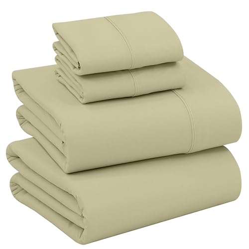 RUVANTI 100% Cotton California King Sheet Sets, 4 Pieces, Soft & Breathable Percale Weave Bedding, Deep Pocket 14", Hotel Standard, Crisp Cool Feel & Durable, Perfect Dyed Sheets, Sage Green