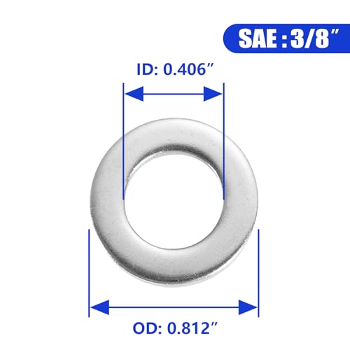 Image of 3 /8 inch x 0.812 inchOD Flat Washer, 18-8 (304) Stainless Steel Washers Flat, 50PCS
