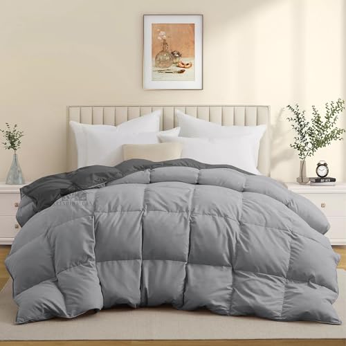 Image of Super Comfort Reversible 500 GSM Comforter Double Bed Size (90 inchX100 inch) - Heavy Winter Comforter 500 GSM Microfiber Fill - Duvet /Blanket Double Bed - Dark Grey /Silver Grey Color