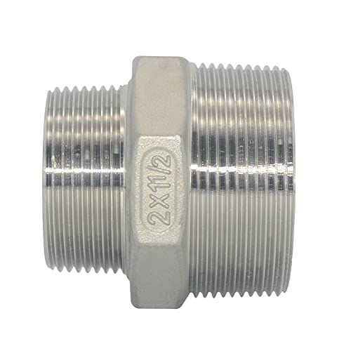 Image of DAN SPEED 1-1 /2 inchx1 /2 inchMale Hex Nipple Threaded Reducer Pipe Fitting Stainless Steel 304 NPT (2 inch*1-1 /2 inch)