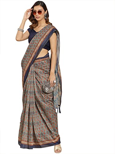 Image of Amazon Brand - Anarva Women's Organza Kalamkari Digital Printed Saree With Unstiched Blouse Piece(SZ-KLD)