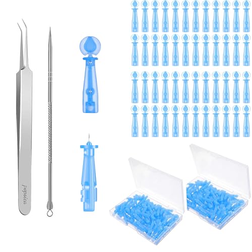 Sterile Needles for Pimples 100PCS Disposable Acne Pimple Popper Needles with 2PCS Skin Kits for Blackhead and Blemish Remover (Pink and Blue)