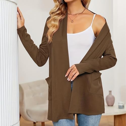 Womens Lightweight Long Sleeve Cardigans Casual Soft Open Front Sweater Cardigan Duster with Pockets4