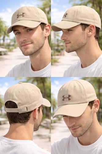 Casquette basse réglable Under Armour Blitzing beige en acrylique