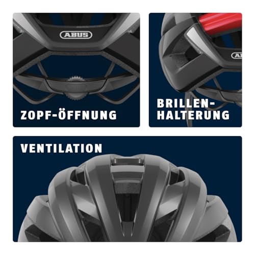 ABUS Rennradhelm StormChaser - Leichter und komfortabler Fahrradhelm für professionellen Radsport für Damen und Herren - Titan (gräulich)… – Ansicht 4