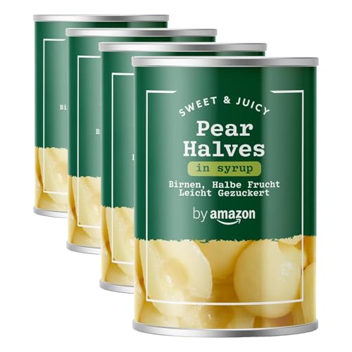 By Amazon Pera En Mitades En Almibar, 411g (Paquete de 4)