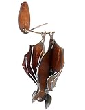Modern Artisans Hanging Metal Garden Bat Sculpture, American Handmade: Open Wings, Facing Left in Rusty Brown
