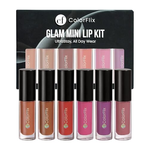 Image of ColorFlix Glam Mini Lip Kit - Set of 6 UltraStay Long Lasting Lipsticks, Matte & Creamy Texture, Smudge-Proof, Travel-Friendly Lip Shades, Perfect for Party Look & Gifting 2.0 (2ml Each)