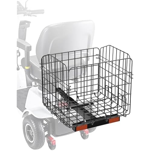VEVOR Scooter Rear Basket, Folding Metal Wire Basket, Heavy Duty & Spacious Cargo Basket, Works with 1-inch Receiver, Compatible with Most Golden, Drive & Pride Mobility Scooter