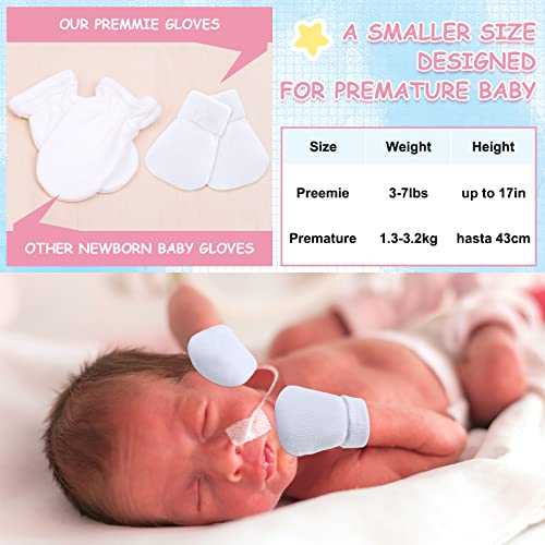 12 Pairs Preemie Mittens For Girls Boys Preemie Hand Mitten Premature Baby Mittens Preemie Gloves For Newborn Infant Toddler (White) #TOP1