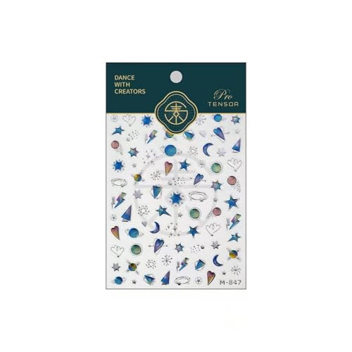Image of 5D Embossed Star Nail Art Stickers Crystal Soft Glue Nail Stickers Blue Ombre Designs Nail Decals Supplies Self Adhesive DIY Manicure Acrylic Decoration Accessories