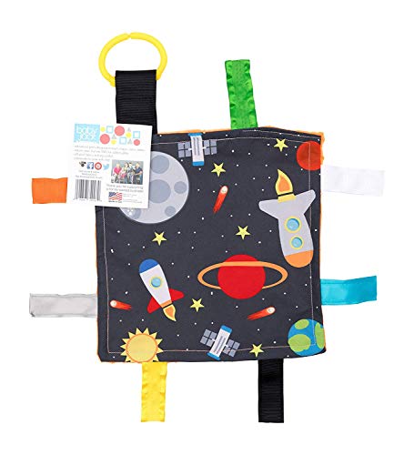 Image of Baby Jack & Co 8x8” Space Lovey Tag Toys for Babies - Baby Crinkle Toys - Crinkle Toys for Baby - Soft & Safe - Learn Shapes & Colors - Ideal Baby Toy - BPA Free w/Stroller Clip