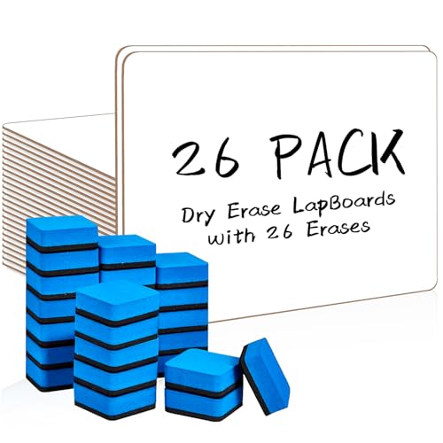 Dry Erase LapBoards, PANDRI 26 Pack Double Sided 12.5 x 9 Inch Whiteboards with 26 Erasers, Dry Erase Boards for Office Students Classroom Teacher Supplies