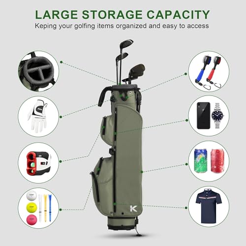 image for KVV Lightweight Pitch and Putt Golf Bag with Stand, Adjustable Dual St