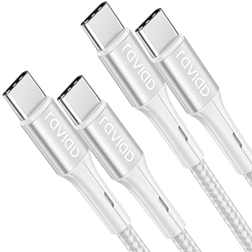 RAVIAD USB C auf USB C Kabel [2Stück 2M], USB Typ C PD Ladekabel 60W 20V/3A USB C Schnellladekabel Ladekabel für Pro 2020, Pad Air 2020, Samsung Galaxy S21/S20/S10, Huawei - Silber
