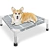 Elevated Raised Outdoor Dog Bed – Cooling Lifted Outside Dogs Cot Bed with Non-Slip Feet Dog Hammock Bed with Stainless Steel Frame Portable Puppy Pet Bed for Indoor & Outdoor