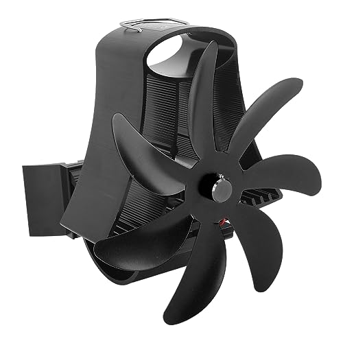Ventilador de Estufa de Leña, Ventilador de Estufa de Calor de 7 Aspas No Eléctrico para Sala de Estar (BLACK)