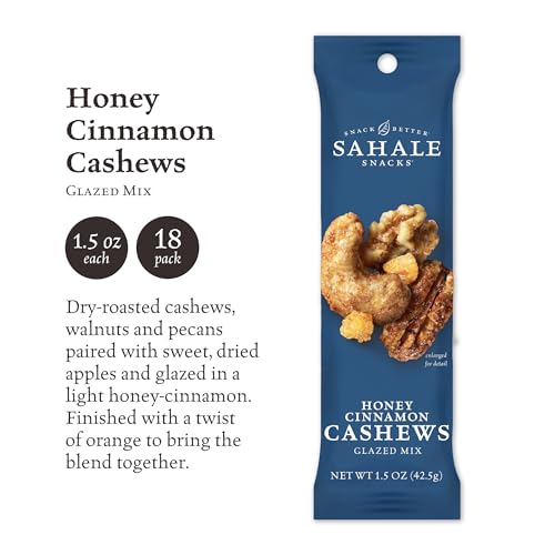 Image of Sahale Snacks Honey Cinnamon Cashews Glazed Mix, 1.5 Ounce (Pack of 18)