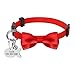 Breakaway Cat Dog Collar Quick Release Safety Kitten Cats Collar with Engraved Fish ID Tag Name Bowknot with Bell Red XS