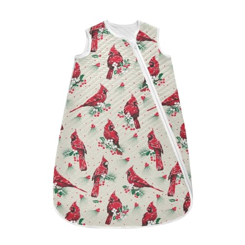 vvfelixl Cardinal Birds White Berries Baby Sleeping Bag Sleep Sack,Baby Wearable Blanket Sleep Suit for 0-6 Months