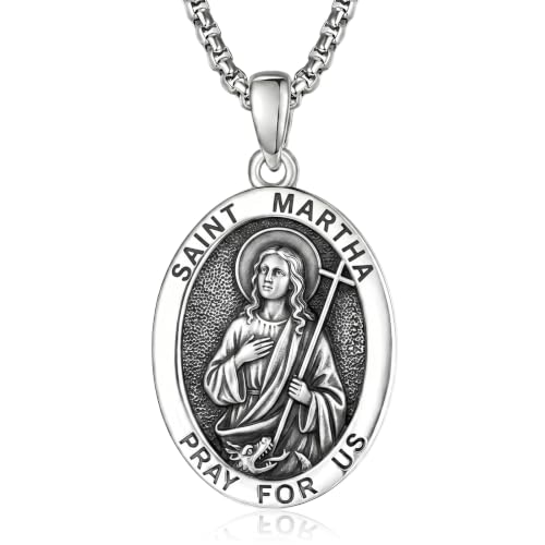 ADMETUS St Saint Martha Medal Sterling Silver Saint St Martha Necklace