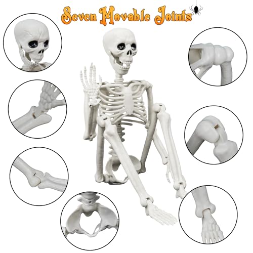 Image of Lighted Human & Dog Skeleton Halloween Decorations Outdoor /Indoor - 36 Inch Realistic Full Body Movable Posable Skeleton Spooky Halloween Decor for Garden Yard Porch Party Haunted Graveyard