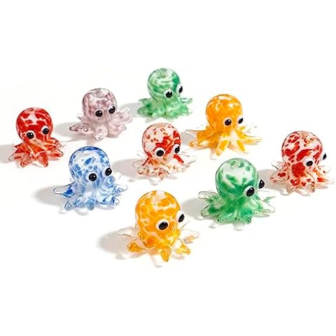 10PCS Octopus Lampwork Glass Beads for Jewelry Making Cute Animal Octopus Charm Beads Assorted Glass Spacer Loose Beads Bulk Octopus Beads for Bracelet Necklace Earrings DIY Making Cover