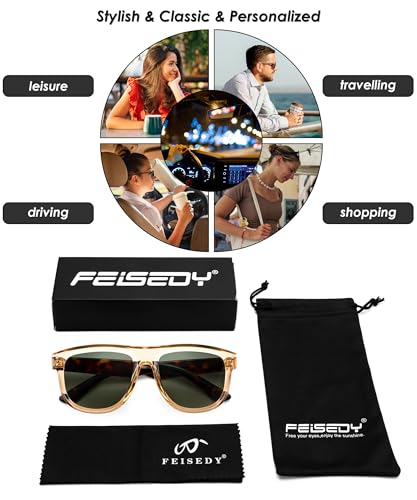 FEISEDY Square Sunglasses for Women Men Unisex Curved Style Shades Designer Sun Glasses B0214 6