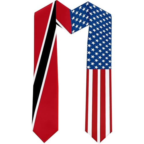 Banda de graduación de la bandera de Trinidad y Tobago y la bandera de Estados Unidos 2025 para estudiantes internacionales (vestido de bachillerato y sombrero no incluidos), Trinidad, Tobago y